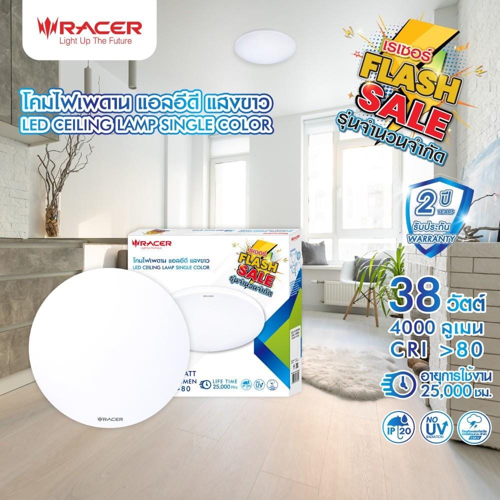 ไฟเพดาน LED RACER FLASH SALE 15 นิ้ว 38 วัตต์ DAYLIGHT สีขาว