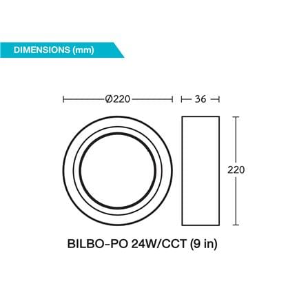 ดาวน์ไลท์ LED BEC BILBO-PO 9 นิ้ว 24 วัตต์ DAYLIGHT/COOL WHITE/WARM WHITE สีดำ_4