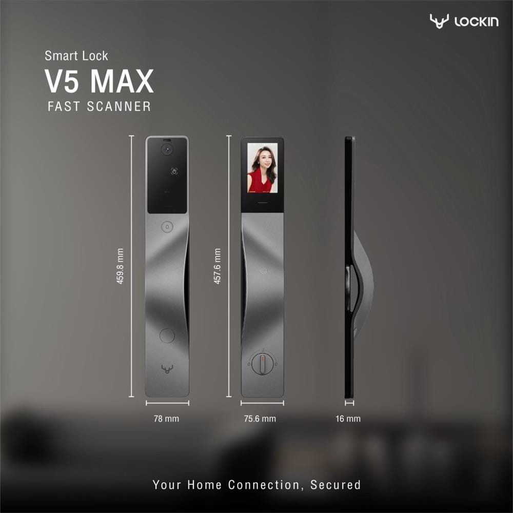 กลอนประตูดิจิตอล LOCKIN V5 MAX สีเงิน (มือจับขวา)