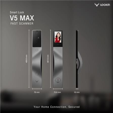 กลอนประตูดิจิตอล LOCKIN V5 MAX สีเงิน (มือจับขวา)_8
