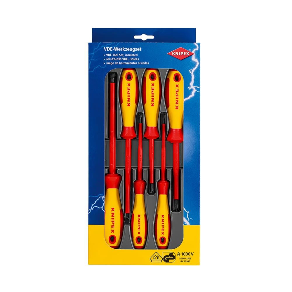 ชุดไขควง VDE ด้ามกันไฟฟ้า KNIPEX 00 20 12 V01 (ชุด 6 ชิ้น)