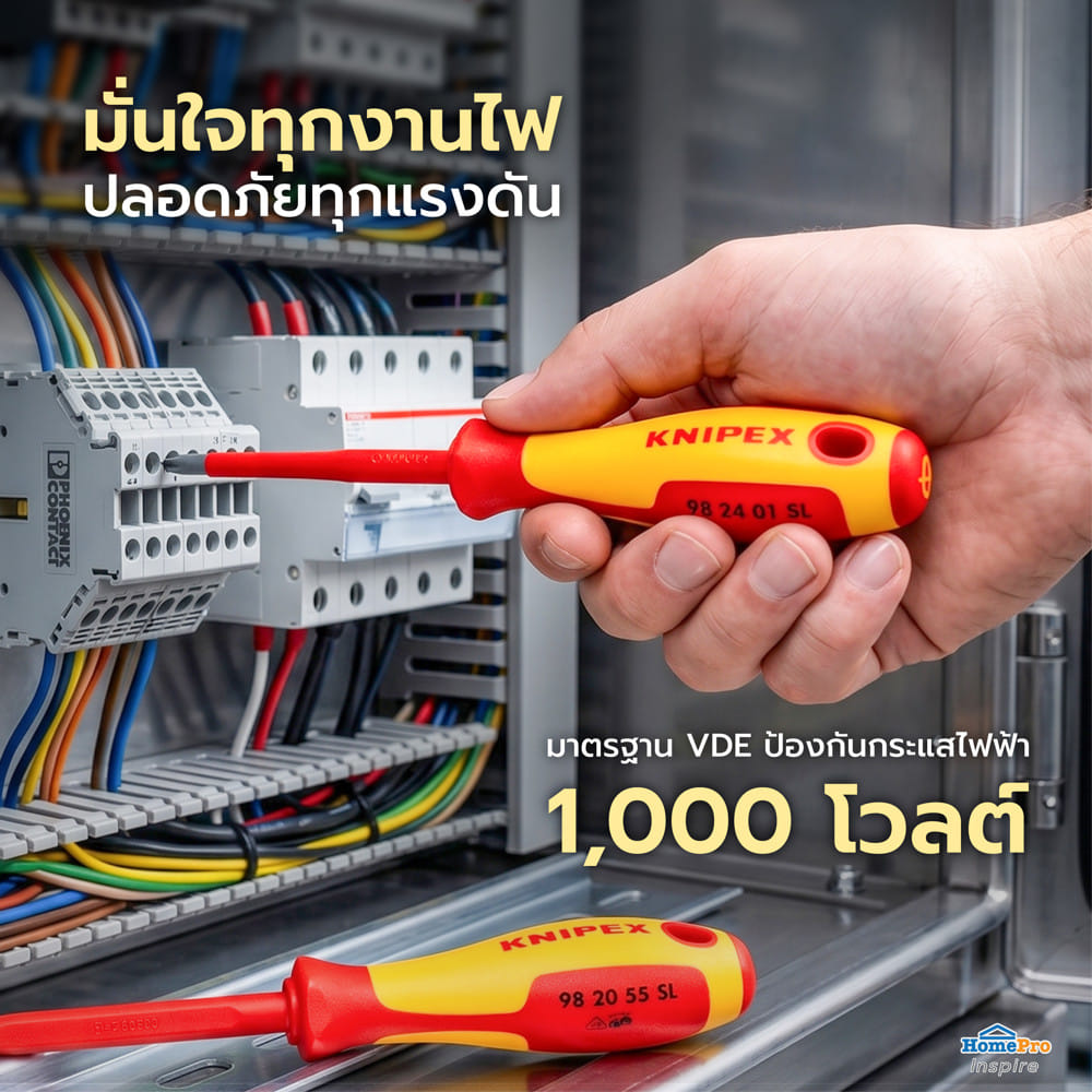ชุดไขควง VDE ด้ามกันไฟฟ้า KNIPEX 00 20 12 V02 (ชุด 6 ชิ้น)