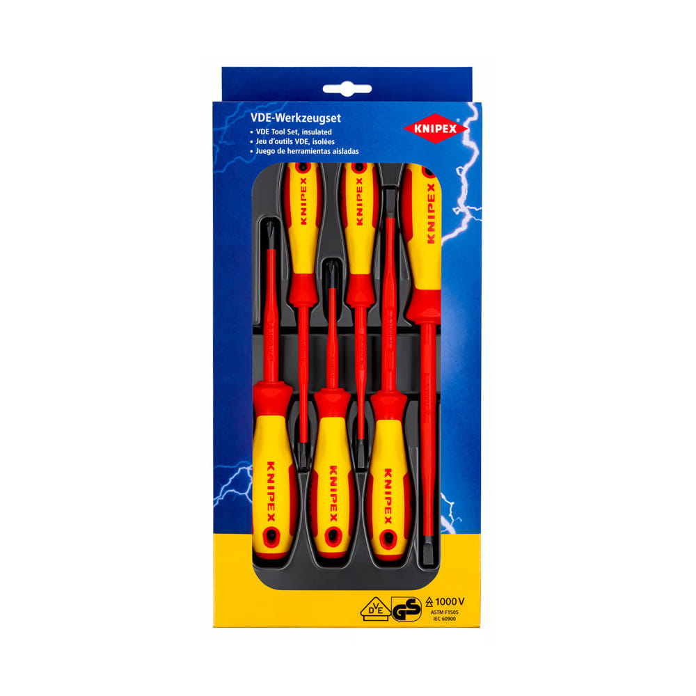 ชุดไขควง VDE ด้ามกันไฟฟ้า KNIPEX 00 20 12 V02 (ชุด 6 ชิ้น)