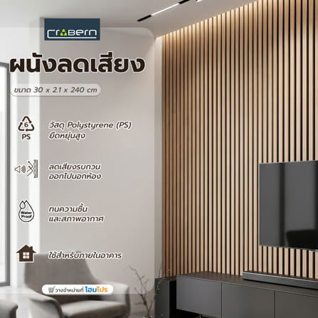 แผ่นผนังลดเสียง CROBERN JC1119 30x240x2.1 ซม. สี BEECH_3