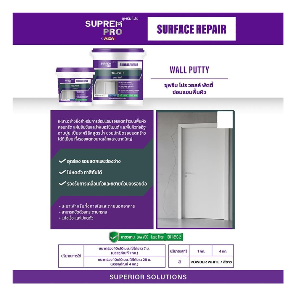 อะคริลิกอุดโป๊ว SUPREMPRO 1 กก. สีขาว