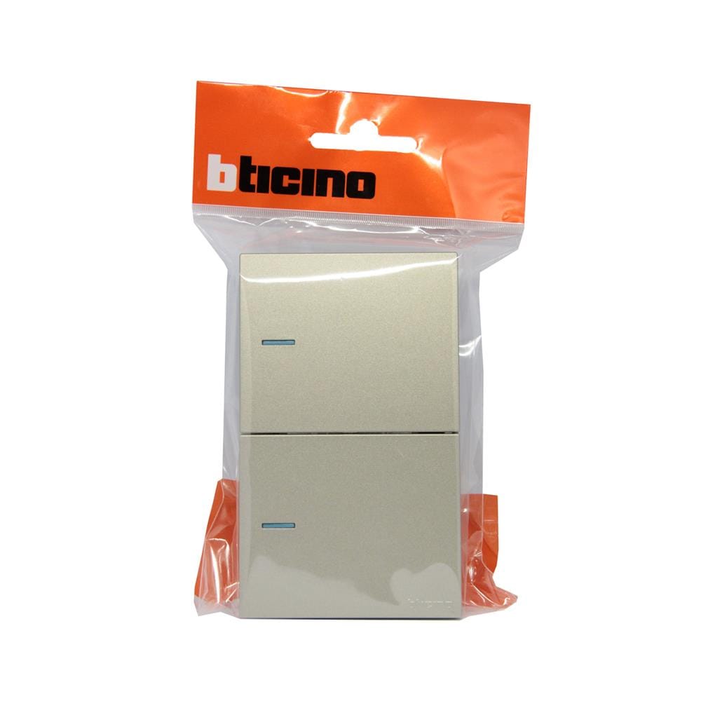 ชุดสวิตช์ 2 ทาง 2 ช่อง BTICINO NEXY SQT4003A2L สีบรอนซ์ทอง