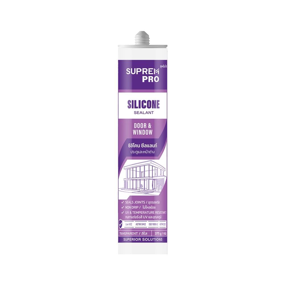 ซิลิโคนไร้กรด SUPREMPRO DOOR & WINDOW 260 มล. สีใส