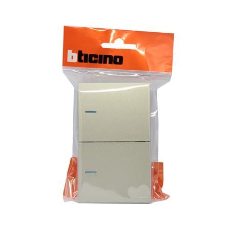 ชุดสวิตช์ 1ทาง 2ช่อง BTICINO NEXY SQT4001A2L สีบรอนซ์ทอง_4