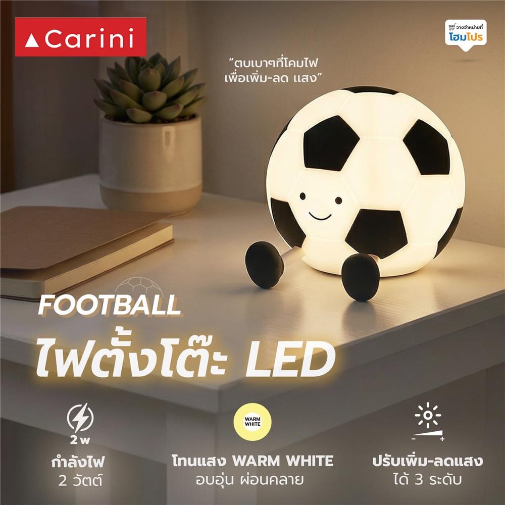 ไฟตั้งโต๊ะ LED CARINI 2WWWCAR 2 วัตต์ สีขาว/ดำ