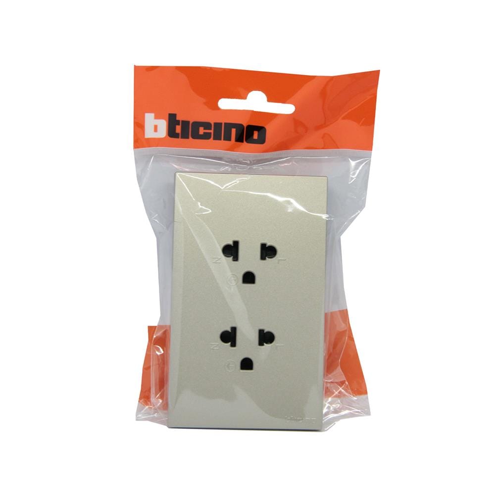 ชุดเต้ารับคู่ 3 ขา BTICINO NEXY SQT4185A สีบรอนซ์ทอง