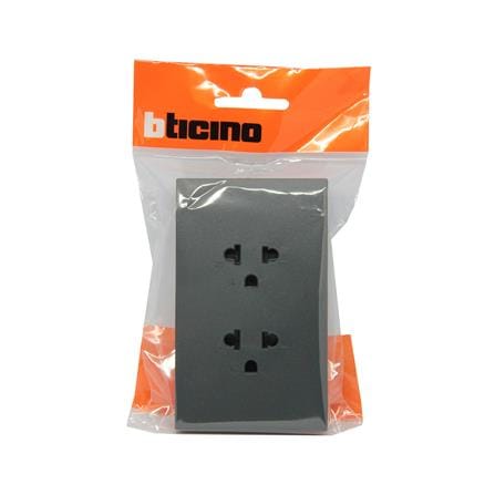 ชุดเต้ารับคู่ 3 ขา BTICINO NEXY SQG4185A สีดำ_3