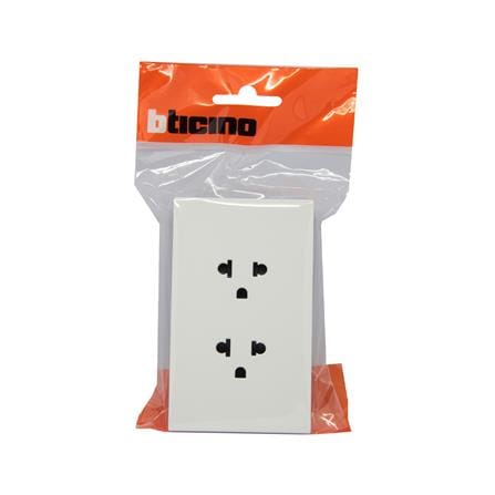 ชุดเต้ารับคู่ 3 ขา BTICINO NEXY SQW4185A สีขาว_3
