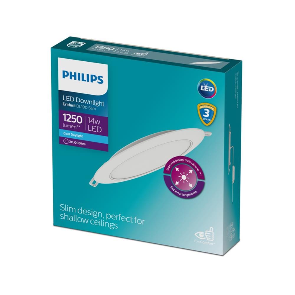 ดาวน์ไลท์ LED PHILIPS ERIDANI SLIM 6 นิ้ว 14 วัตต์ DAYLIGHT สีขาว
