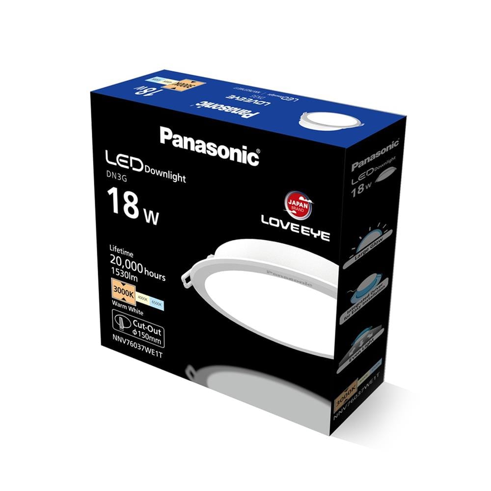 ดาวน์ไลท์ LED PANASONIC NNV76037WE1T 6 นิ้ว 18 วัตต์ WARM WHITE สีขาว