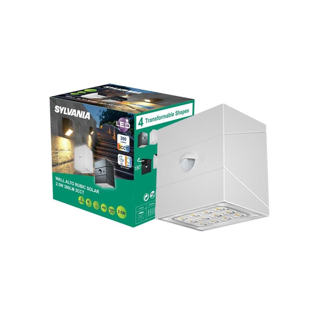 ไฟผนังภายนอก SOLAR SYLVANIA ALTO RUBIC 2.5 วัตต์ DAYLIGHT/COOL WHITE/WARM WHITE สีขาว