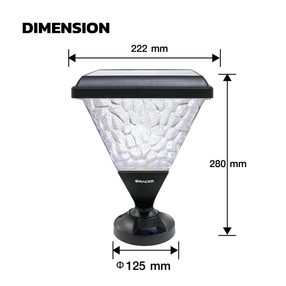 ไฟหัวเสา SOLAR RACER VERONA2 60 วัตต์ DAYLIGHT/COOL WHITE/WARM WHITE สีดำ