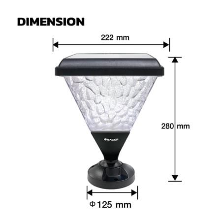 ไฟหัวเสา SOLAR RACER VERONA2 60 วัตต์ DAYLIGHT/COOL WHITE/WARM WHITE สีดำ_8