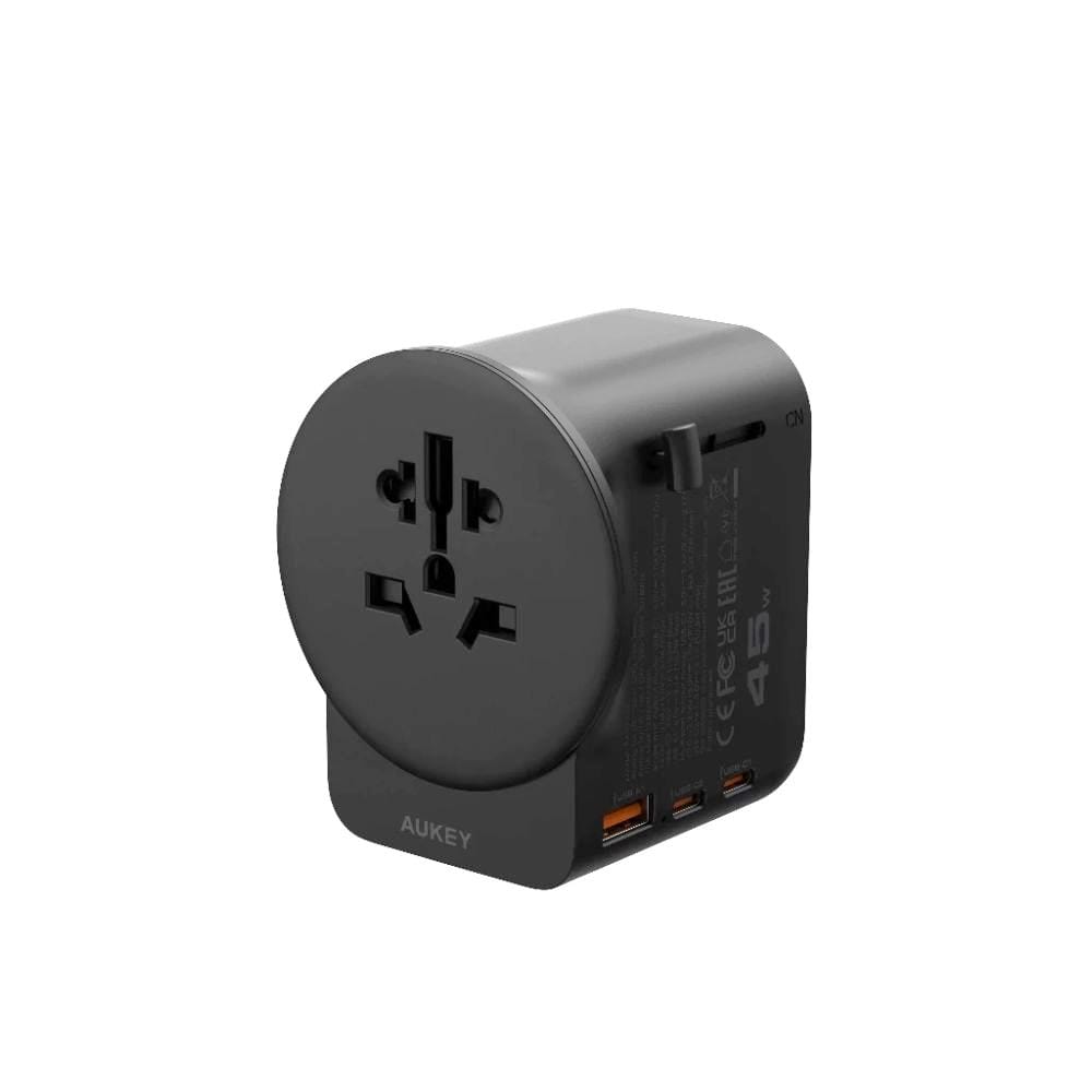 ปลั๊กแปลง 4 IN 1 UNIVERSAL 1 USB A 2 TYPE C AUKEY PA-TA10A 45 วัตต์ สีดำ
