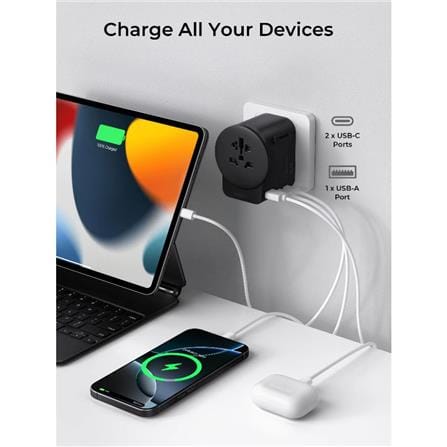 ปลั๊กแปลง 4 IN 1 UNIVERSAL 1 USB A 2 TYPE C AUKEY PA-TA10A 45 วัตต์ สีดำ_2