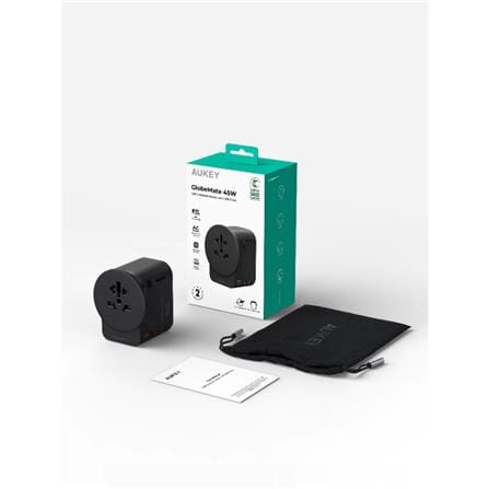 ปลั๊กแปลง 4 IN 1 UNIVERSAL 1 USB A 2 TYPE C AUKEY PA-TA10A 45 วัตต์ สีดำ_1