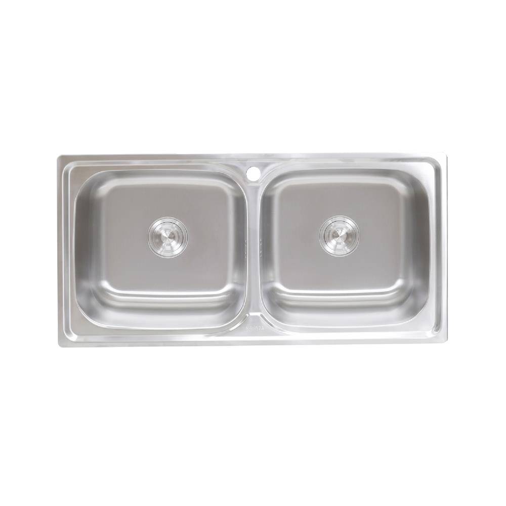 ซิงค์ฝัง 2 หลุม LUCKY FLAME STB-10582 สีเงิน