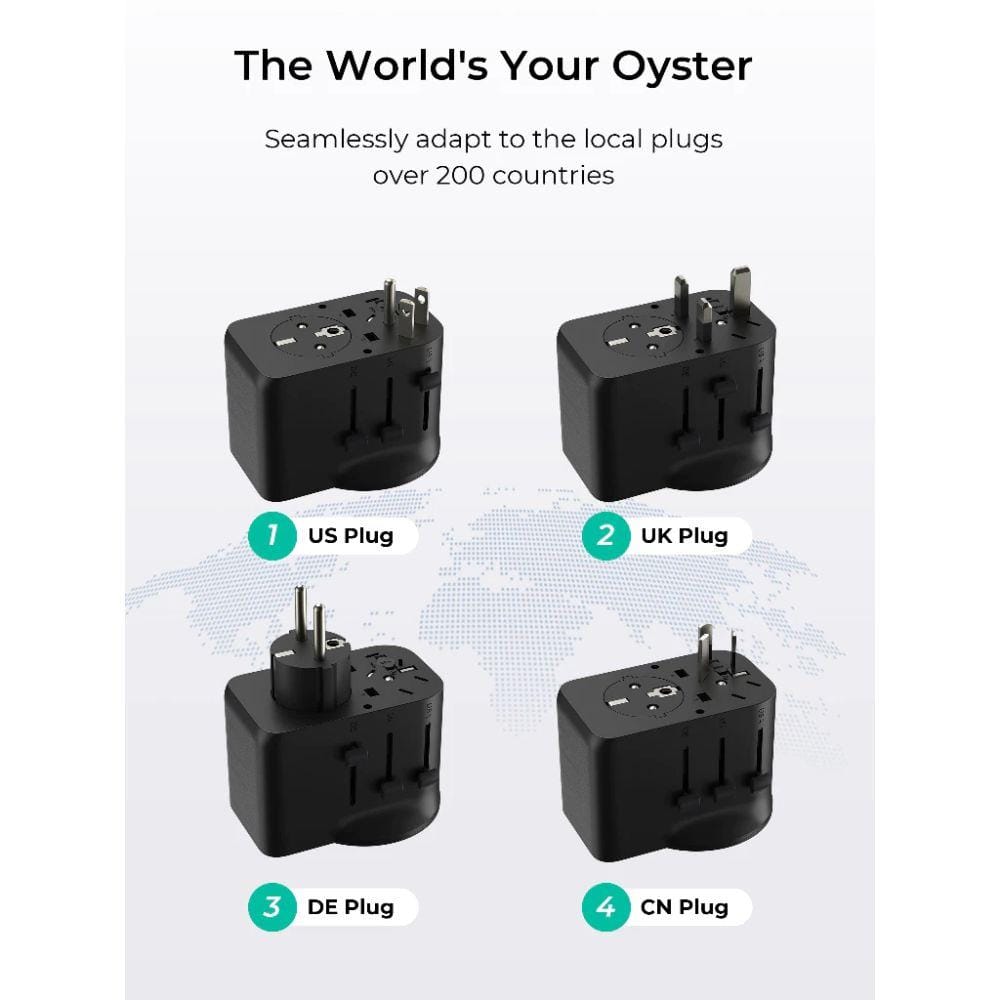 ปลั๊กแปลง 4 IN 1 UNIVERSAL 1 USB A 2 TYPE C AUKEY PA-TA11A 65 วัตต์ สีดำ