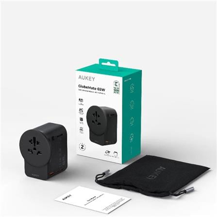 ปลั๊กแปลง 4 IN 1 UNIVERSAL 1 USB A 2 TYPE C AUKEY PA-TA11A 65 วัตต์ สีดำ_2