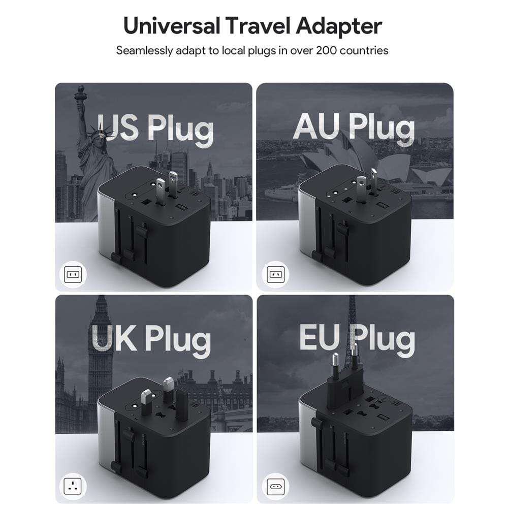 ปลั๊กแปลง 4 IN 1 UNIVERSAL 3 TYPE C AUKEY PA-TA07A 35 วัตต์ สีเทา