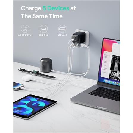 ปลั๊กแปลง 4 IN 1 UNIVERSAL 3 TYPE C AUKEY PA-TA07A 35 วัตต์ สีเทา_3