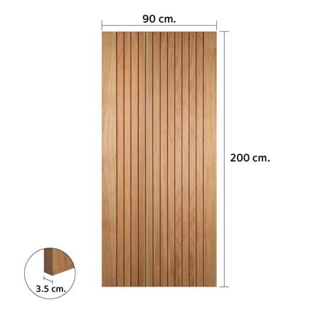ประตูไม้สยาแดง ไม่เจาะลูกบิด VK VK124 โมเดิร์น เซาะร่อง ขอบ 5 นิ้ว 90x200 ซม. สีธรรมชาติ_4