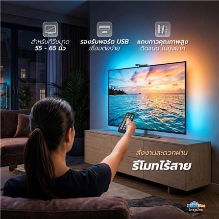 ไฟเส้น LED CARINI RGBIC TV SYNC 10 วัตต์ 55-65 นิ้ว_8