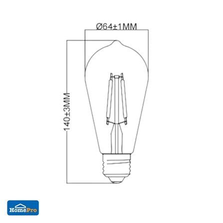 หลอด LED CARINI FILAMENT ST64 4 วัตต์ WARM WHITE E27 (แพ็ก 2 ชิ้น)_1