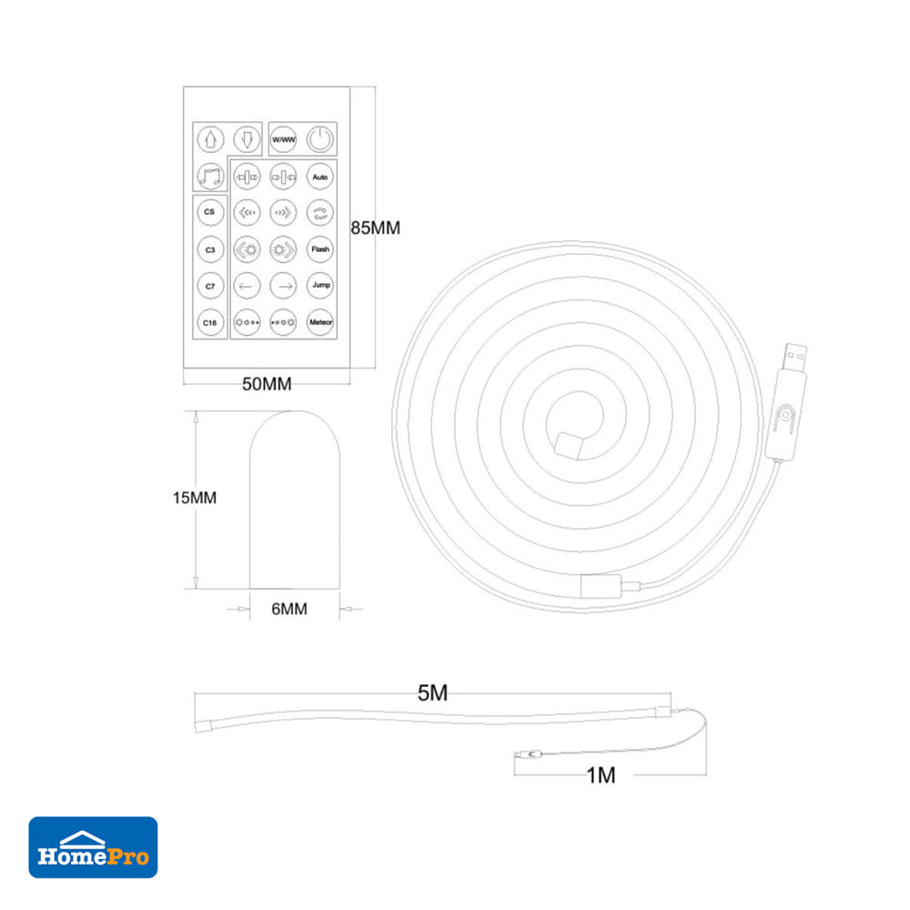 ไฟเส้น LED CARINI NEON FLEX 5 วัตต์ 5 เมตร RGB