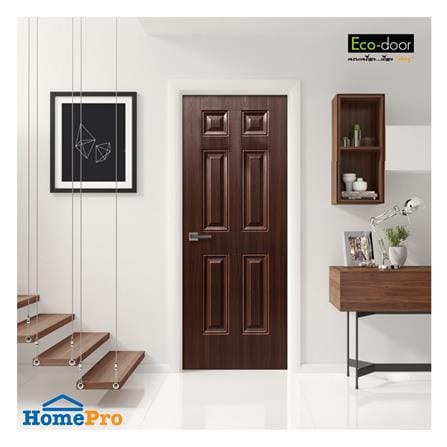 ประตูภายใน UPVC ไม่เจาะลูกบิด ECO-DOOR UPVC60 80x200 ซม. สีโอ๊ค_1