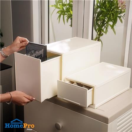 กล่องลิ้นชัก STACKO NETA ไซซ์  L 18.8x35.5x25 ซม. สีขาว_4