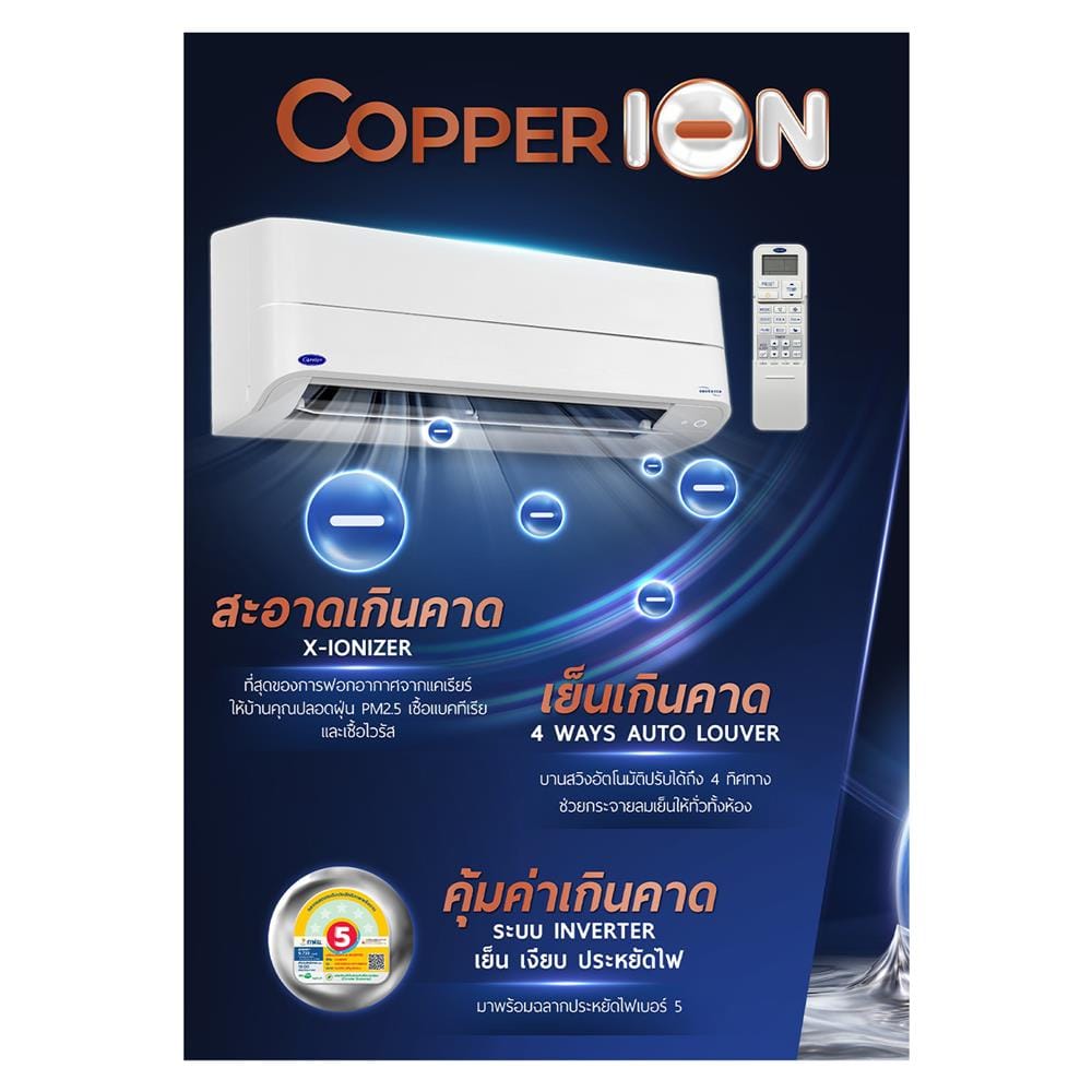 แอร์ผนัง CARRIER 42TVEB010/38TVEB010 9200 บีทียู อินเวอร์เตอร์