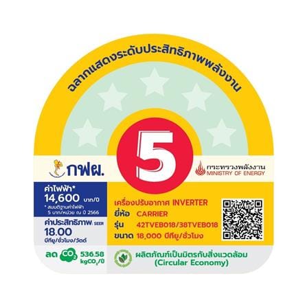 แอร์ผนัง CARRIER 42TVEB018/38TVEB018 18000 บีทียู อินเวอร์เตอร์_5