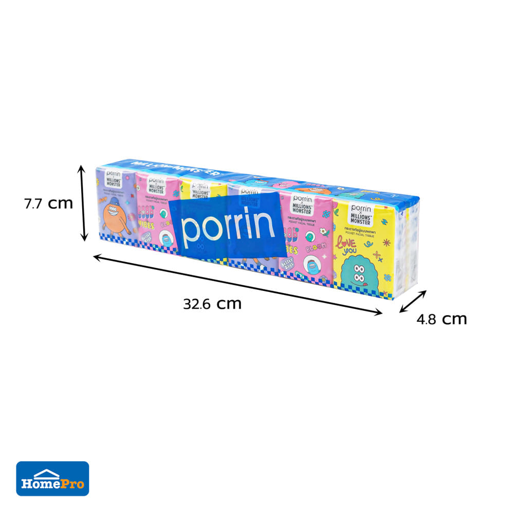 กระดาษเช็ดหน้า PORRIN MILLIONS MONTER 10 แผ่น (แพ็ก 12 ชิ้น)