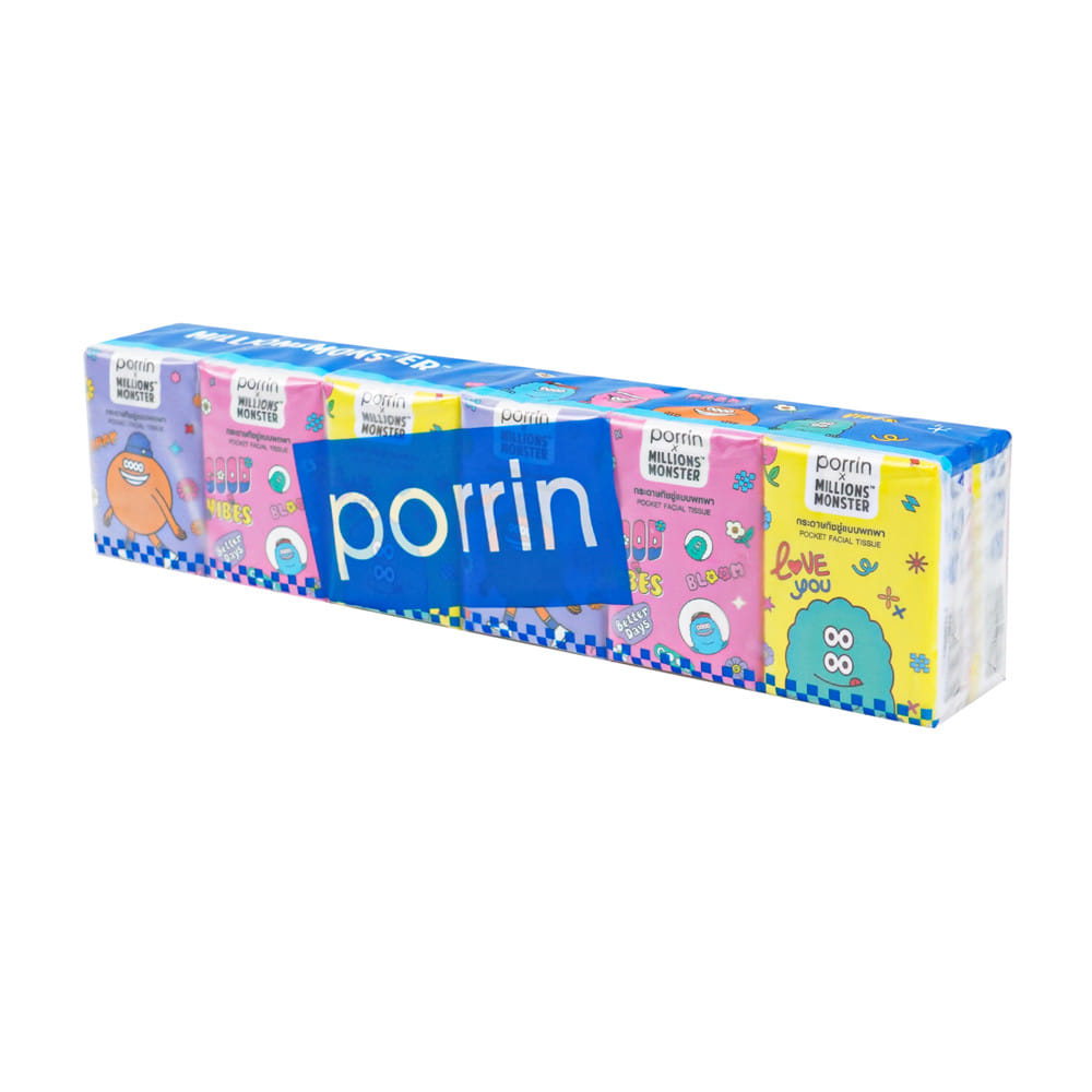 กระดาษเช็ดหน้า PORRIN MILLIONS MONSTER 10 แผ่น (แพ็ก 12 ชิ้น)