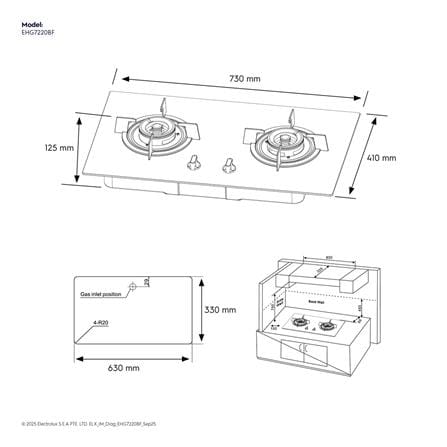 เตาฝังแก๊ส ELECTROLUX EHG7220BF 73 ซม._7
