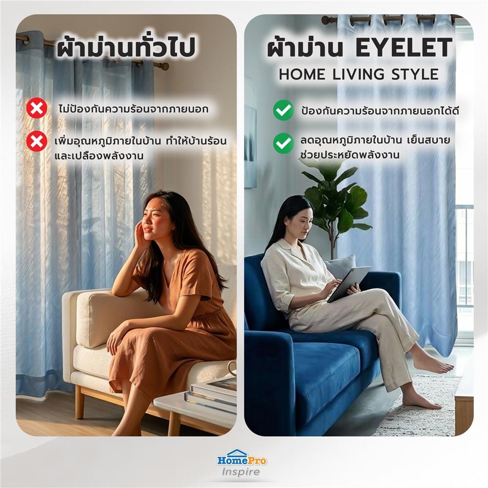 ผ้าม่าน EYELET HOME LIVING STYLE MAVIS UV 310x220 ซม. สีน้ำเงิน