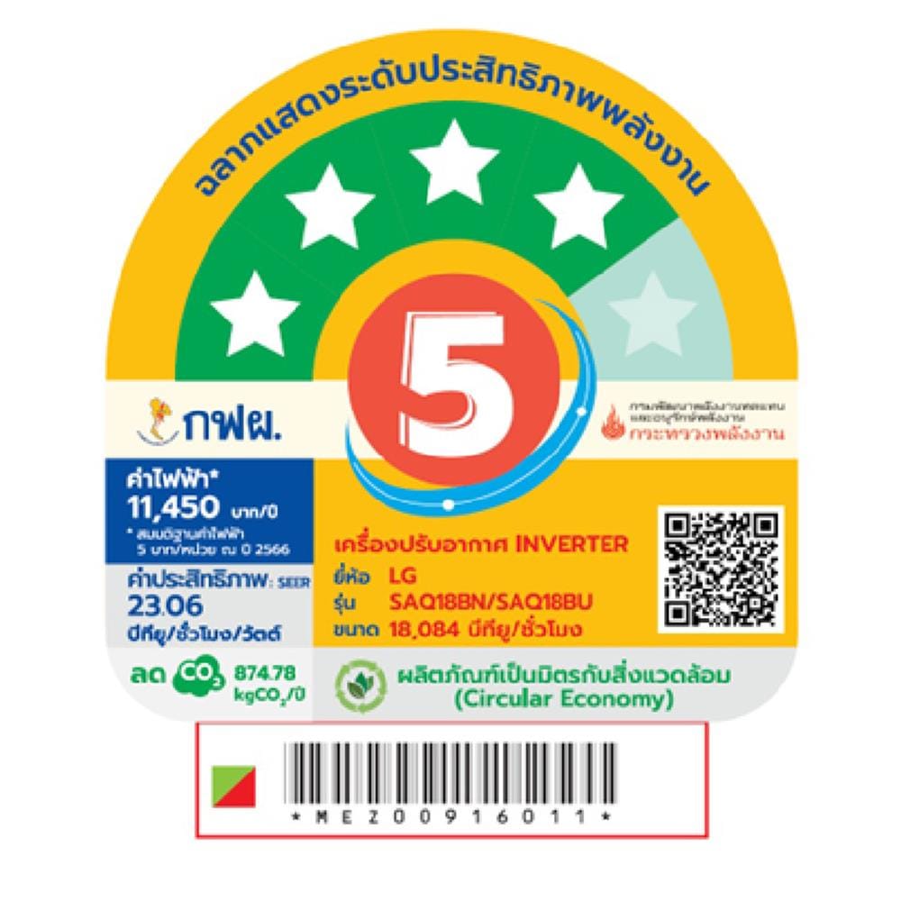 แอร์ผนัง LG SAQ18BN.S21 18084 บีทียู อินเวอร์เตอร์