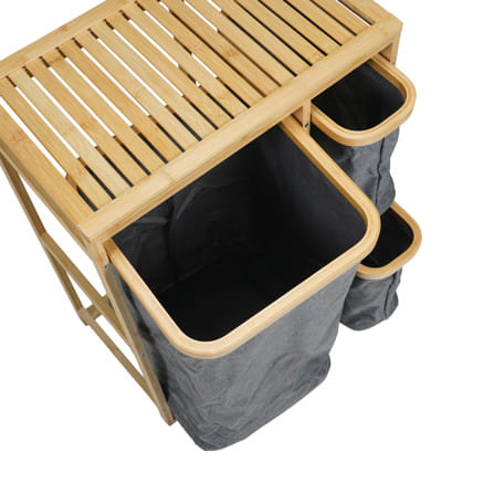 ชั้นวางพร้อมตะกร้า 3 ช่อง PLIM MORI 50x30x70 ซม. สีเทา_2