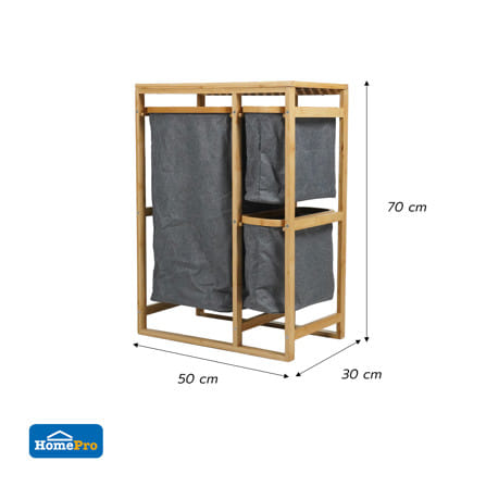 ชั้นวางพร้อมตะกร้า 3 ช่อง PLIM MORI 50x30x70 ซม. สีเทา_3