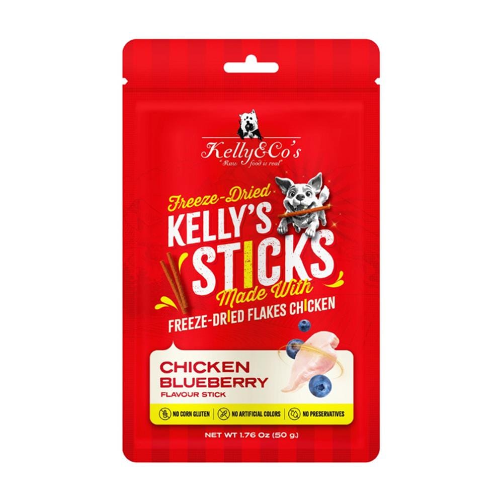 ขนมสุนัข KELLY&CO FREEZEDRIED CHICKEN BLUEBERRY 50 ก.