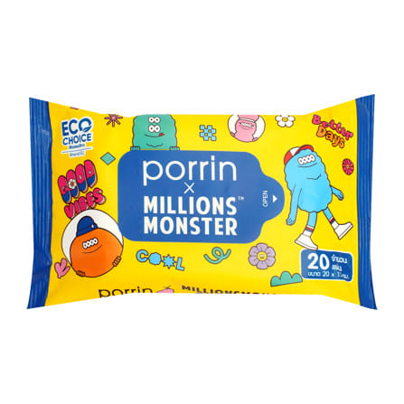ผ้าเช็ดทำความสะอาด PORRIN MILLIONS MONSTER 20 แผ่น (แพ็ก 3+1 ชิ้น)_2