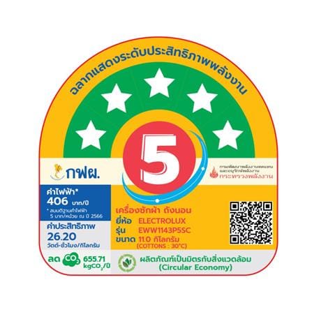 เครื่องซักอบผ้าฝาหน้าพร้อมขาตั้ง ELECTROLUX EWW1143P5SC 11/7 กก. 1400RPM อินเวอร์เตอร์ สีเทาเข้ม_6