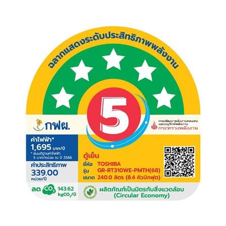 ตู้เย็น 2 ประตู TOSHIBA GR-RT310WE-PMTH(68) 8.4 คิว สีดำ_5