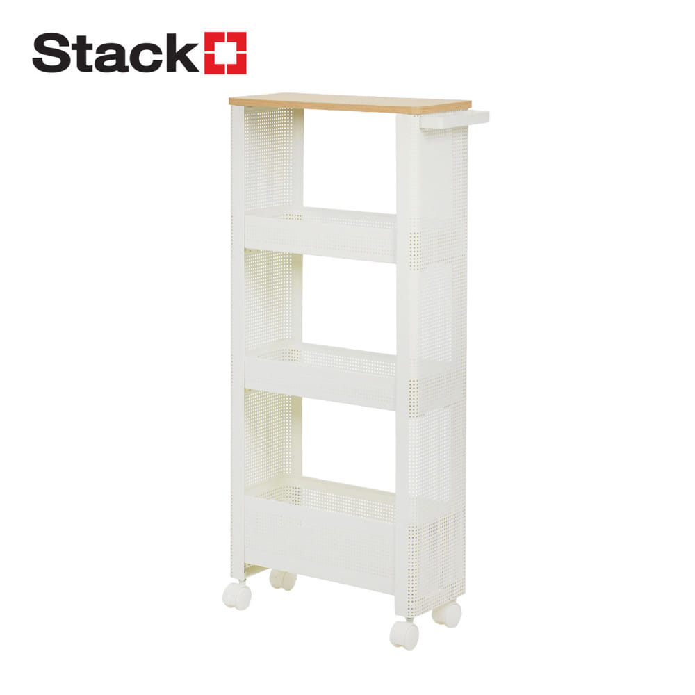 ชั้นวางของแคบ 4 ชั้น มีล้อ STACKO COZI 17.5x44.8x90 ซม. สีขาว