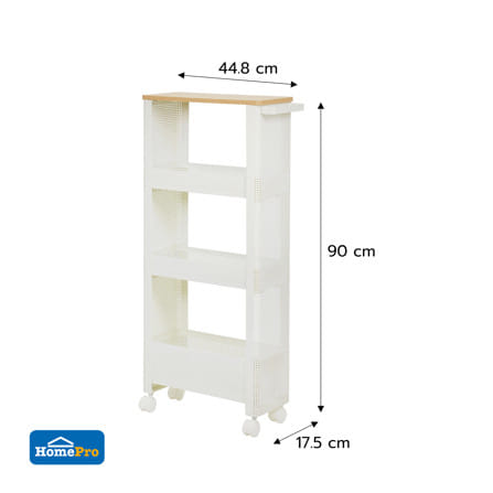 ชั้นวางของแคบ 4 ชั้น มีล้อ STACKO COZI 17.5x44.8x90 ซม. สีขาว_7